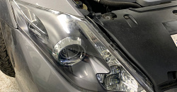 Renault Laguna - замена линз в фарах на biled модули GNX Silver с мягкой СТГ, восстановление прозрачности стёкол фар, бронирование фар антигравийной плёнкой