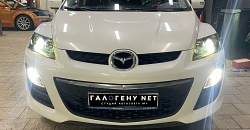 Mazda CX-7 - замена линз в фарах на biled модули GNX Silver с мягкой СТГ, восстановление прозрачности стёкол фар, бронирование фар антигравийной плёнкой, замена птф
