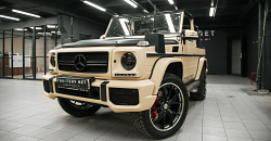 Mercedes-Benz G500 - замена линз на светодиодные модули, покраска масок фар, замена стекол и бронь фар полиуретановой пленкой