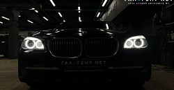 BMW F01 - монтаж и подключение авторских ДХО, замена линз в фарах на biled модули Aozoom Dragon Knight, замена стёкол фар, антихром фар, бронирование фар антигравийной плёнкой