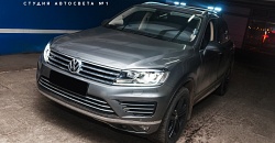 Volkswagen Touareg FL — установка светодиодных фар сверхдальнего света Rigid SR-Q Pro, бронирование фар полиуретановой пленкой SunTek PPF