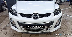 Mazda CX-7 замена линз в фарах на biled модули Aozoom A3+ Global, восстановление прозрачности стёкол фар, бронирование фар антигравийной плёнкой