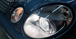 Mercedes E-Класс W211 — замена штатных линз на биксеноновые линзы Hella 3R, восстановление прозрачности стекол, шлифовка фар