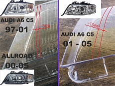 Стекло фары Audi A6 C5 1997-2001/A6 C5 Allroad 2000-2005 (правое)