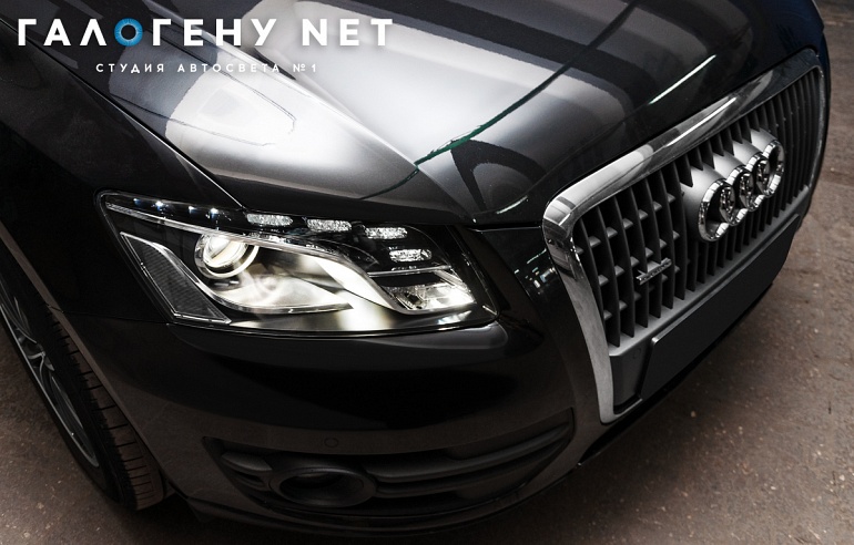 Audi Q5 — устранение запотевания фары, замена стекол, бронирование фар полиуретановой пленкой SunTek PPF