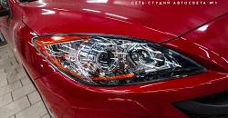 Mazda 3 BL — замена штатных источников света на светодиодные линзы GNX A3+ by Aozoom с помощью переходных рамок