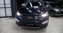 Hyundai Santa Fe 2013 - замена линз на светодиодные модули, полировка и бронь фар