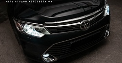 Toyota Camry VII (XV50) — замена штатных источников света на яркие светодиодные линзы GNX Professional Series 3.0, полировка стекол, бронирование фар