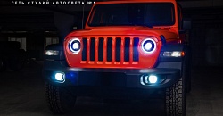 Jeep Wrangler — разработка и установка стильных авторских светодиодных колец, покраска фар, установка LED линз GNX в галогенные рефлекторы (улучшение света)