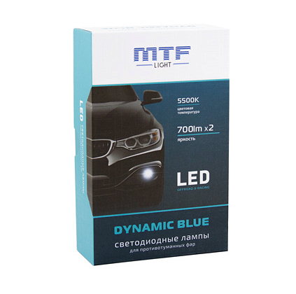 Светодиодные лампы MTF H8/H11/H16 DYNAMIC BLUE LED, 5500K (комплект)