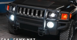 Hummer H3 — установка биксеноновых линз Hella 3R, покраска фар в черный мат, бронирование стекол, замена ламп ПТФ на светодиодные