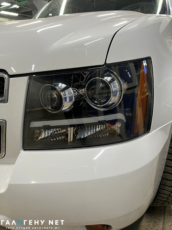 Chevrolet Avalanche - установка квадро-biled MTF Night Assistant Progressive + MTF PRO Matrix System, установление авторских ДХО, восстановление прозрачности стёкол, бронирование антигравийной плёнкой