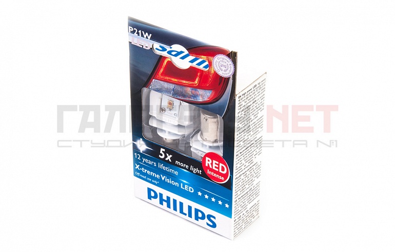 Светодиодные лампы Philips P21W X-treme Vision LED RED (12898RX2)
