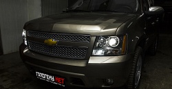 Chevrolet Tahoe — установка фар, собственного производства на основе фар Eagle Eyes, с биксеноном Hella 3R