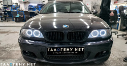 BMW E46 - замена линз в фарах на biled модули MTF Night Assistant Progressive, установка авторских ДХО, восстановление стёкол фар, антихром фар