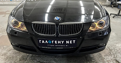 BMW E90 - замена линз в фарах на biled модули GNX Silver с мягкой стг, восстановление стёкол фар, восстановление птф, бронирование фар и птф