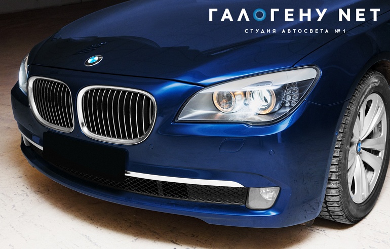 BMW 7ER F01 — замена штатных модулей фар на биксеноновые линзы Hella 3R