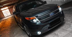 Ford Explorer V — установка светодиодных линз KOITO Bi-LED через переходные рамки, установка светодиодных ПТФ/ДХО OSRAM LEDriving FOG101