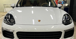 Porsche Cayenne 958 - детейлинг фар, антихром фар, бронирование фар