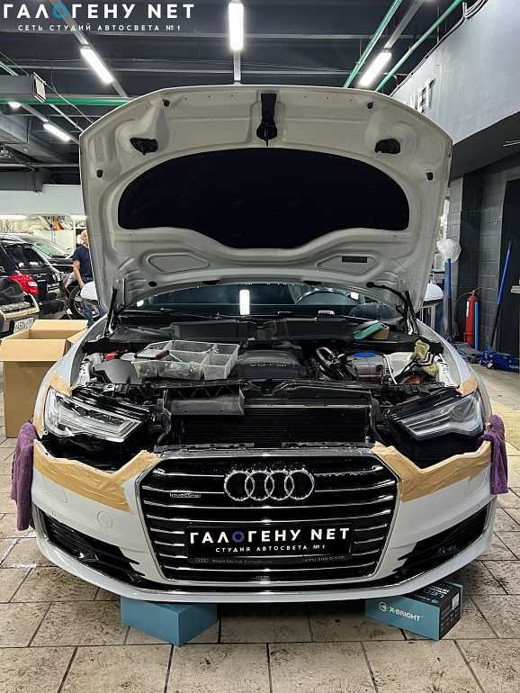 Audi A6 C7 рестайлинг - замена фар на LED рестайлинг, установка BOLT ON