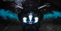 BMW K1200s — улучшение света на мотоцикле: установка 3-х светодиодных линз GNX Professional Series 3.0 и GTR Mini Bi-LED, покраска фары в черный мат, бронирование защитной пленкой
