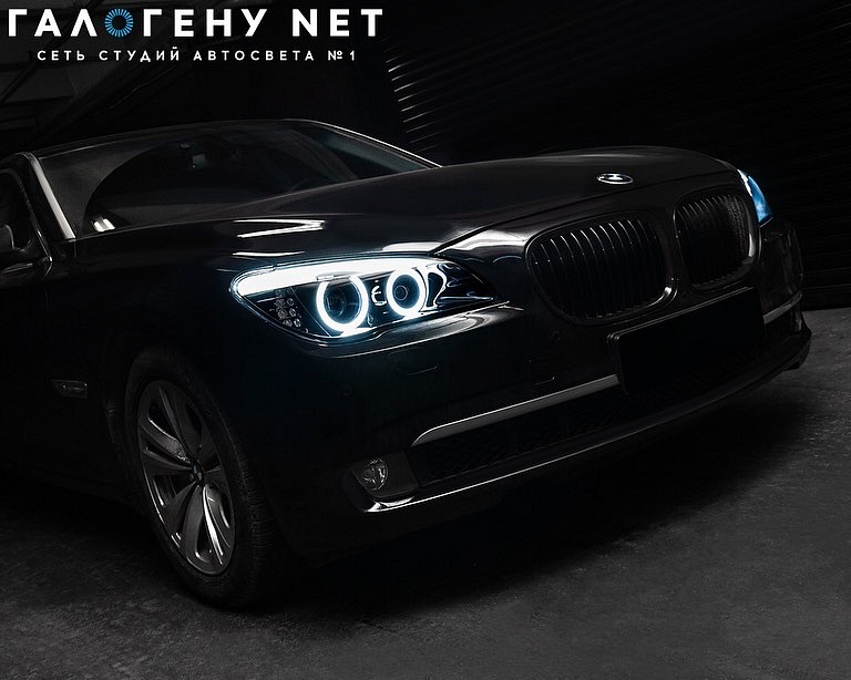 Ангельские глазки для фар BMW 7er F01 с ресничкой 2008-2012