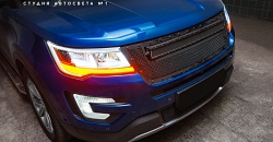 Ford Explorer Sport — установка авторских светодиодных бегущих поворотников, врезка светодиодных билинз GTR Mini Bi-LED
