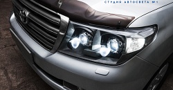 Toyota Land Cruiser 200 — переустановка светодиодных бимодулей, установка дополнительного корректора, покраска масок фар, полировка фар