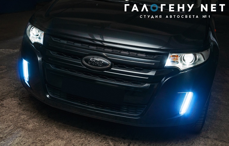 Ford Edge - замена штатных модулей на светодиодные билинзы GNX Professional Series 3.0, полировка стекол фар